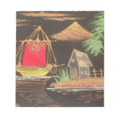 Rode Zeilboot Landschap Olie Schilderij Art Print Notitieblok (Voorkant)