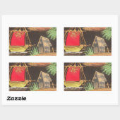 Rode Zeilboot Landschap Olie Schilderij Art Print Rechthoekige Sticker (Vel)