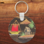 Rode Zeilboot Landschap Olie Schilderij Art Print Sleutelhanger (Voorkant)