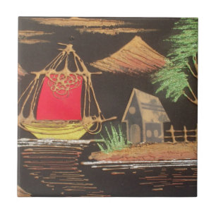 Rode Zeilboot Landschap Olie Schilderij Art Print Tegeltje