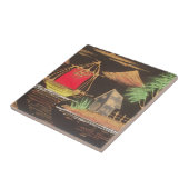 Rode Zeilboot Landschap Olie Schilderij Art Print Tegeltje (Zijkant)