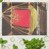 Rode Zeilboot Landschap Olie Schilderij Art Print Theedoek (Gevouwen)