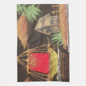 Rode Zeilboot Landschap Olie Schilderij Art Print Theedoek (Verticaal)