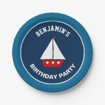 Rode zeilboot Nautical Birthday Party