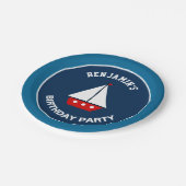 Rode zeilboot Nautical Birthday Party Papieren Bordje (Gekanteld)