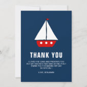 Rode zeilboot Nautisch verjaardagsfeest Bedankkaart (Voorkant)