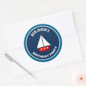 Rode zeilboot nautische verjaardagsfeestje gunst S Ronde Sticker (Envelop)