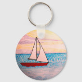 Rode zeilboot  sleutelhanger (Voorkant)