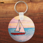 Rode zeilboot  sleutelhanger (Voorkant)
