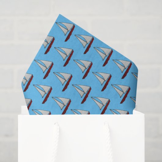 Rode zeilboot tissuepapier (Cadeauzakje)