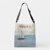 Rode zeilboot vaart met me mee crossbody tas (Achterkant)