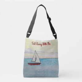 Rode zeilboot vaart met me mee crossbody tas