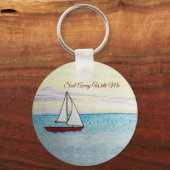Rode zeilboot vaart met me mee sleutelhanger (Voorkant)