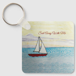 Rode zeilboot vaart met me mee sleutelhanger
