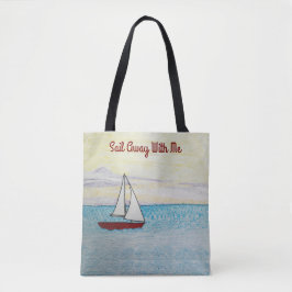 Rode zeilboot vaart met me mee tote bag