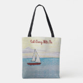 Rode zeilboot vaart met me mee tote bag (Achterkant)