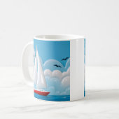 Rode Zeilboot Wolk Koffiemok (Voorkant links)