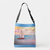 Rode zeilboot zeil weg! crossbody tas (Achterkant)