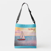 Rode zeilboot - Zeil weg! Crossbody Tas (Achterkant)