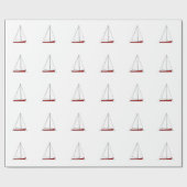 Rode zeilboten cadeaupapier (Vlak)