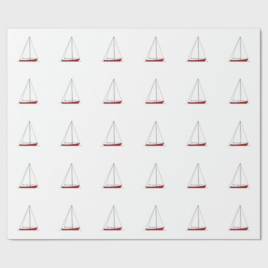 Rode zeilboten cadeaupapier (Vlak)