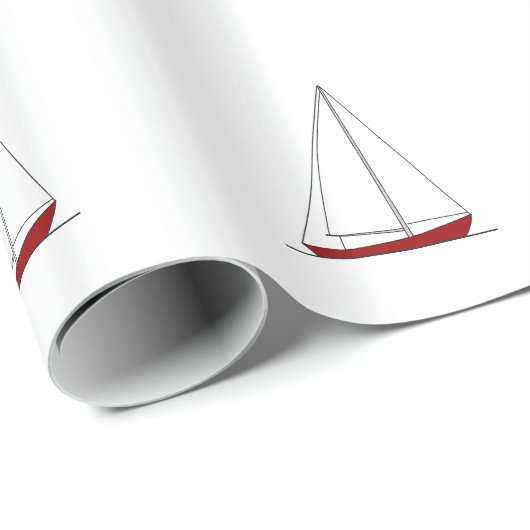 Rode zeilboten cadeaupapier (Rol Hoek)