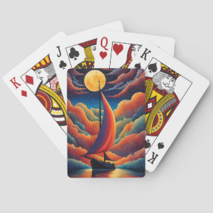 Rode zeilen bij maanlicht pokerkaarten