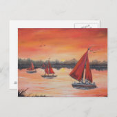 Rode Zeilen bij Zonsondergang Briefkaart (Voorkant / Achterkant)