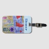 Rode zeilen & bloemen  bagagelabel (Voorkant (horizontaal))