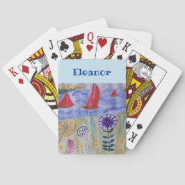 Rode Zeilen & Bloemen Pokerkaarten