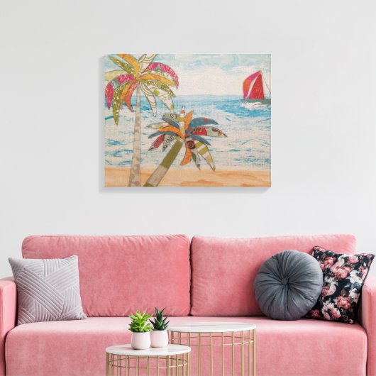 Rode zeilen canvas afdruk (Insitu (Woonkamer))