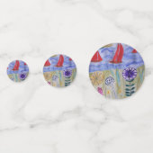 Rode zeilen en bloemen confetti (Achterkanten)