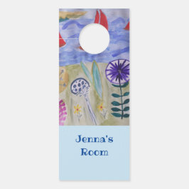 Rode zeilen en bloemen deurhanger