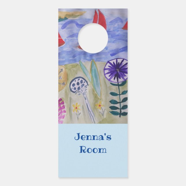 Rode zeilen en bloemen deurhanger (Voorkant)