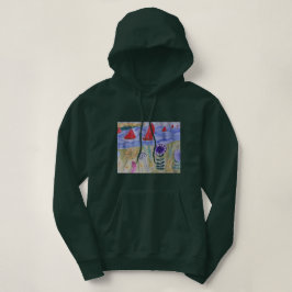 Rode zeilen en bloemen hoodie