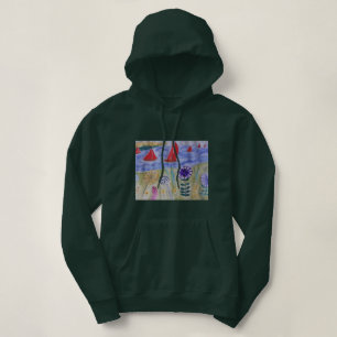 Rode zeilen en bloemen hoodie