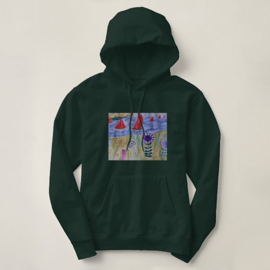 Rode zeilen en bloemen hoodie (Design voorkant)