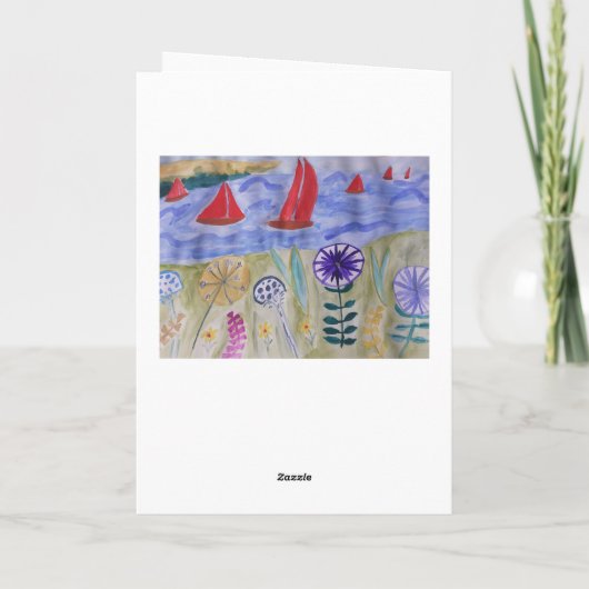 Rode zeilen en bloemen Kaart van afgelopen dag (Achterkant)