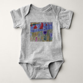 Rode zeilen en bloemen romper