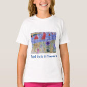 Rode zeilen en bloemen t-shirt (Voorkant)