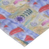 Rode zeilen en bloemen tafelkleed (Gekanteld)