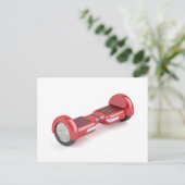 Rode zelfbalancerende scooter briefkaart (Staand voorkant)
