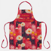 Rode Zen Daisy Keuken Kunst met Ontspannend Patroo Schort (Voorkant)