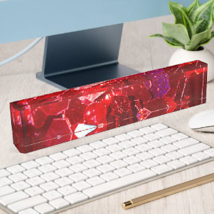Rode zeshoek abstract glanzend glitter patroon naambordje