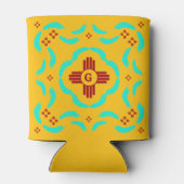 Rode Zia Symbolen New Mexico Turquoise Veren Blikjeskoeler (Achterkant)