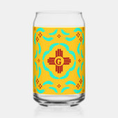 Rode Zia Symbolen New Mexico Turquoise Veren Blikvorm Glas (Achterkant)