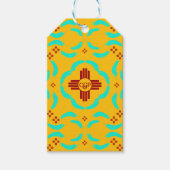 Rode Zia Symbolen New Mexico Turquoise Veren Cadeaulabel (Voorkant)