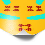 Rode Zia Symbolen New Mexico Turquoise Veren Foto Afdruk (Hoek)