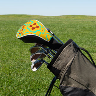 Rode Zia-symbolen New Mexico Turquoise Veren Golfheadcover