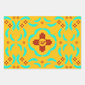 Rode Zia Symbolen New Mexico Turquoise Veren Inpakpapier Vel (Voorkant 3)